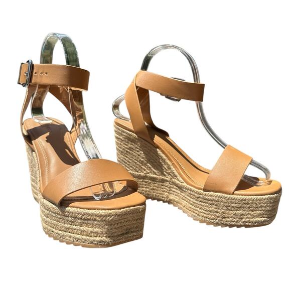 Forever 21 Shoes - FOREVER 21 Tan Espadrilles Wedge Strap Strappy Heels Womens Size 7.5